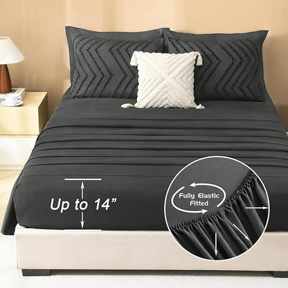 Litanika Dark Grey California King Size Comforter Set with Sheets - 7 Pieces Bed in a Bag California King Tufted Complete Bedding Sets with Comforter, Sheets, Pillowcases & Shams