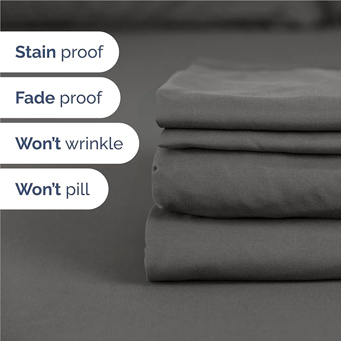 Full 6 Piece Sheet Set - Comfy Breathable & Cooling - Ultra Soft Hotel Luxury Bedding Set w/ 8-16 Inch Deep Pockets - 1 Flat & 1 Fitted Sheet & 4 Pillowcases - Wrinkle Free and Easy Care - Charcoal