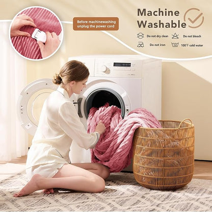 Homemate Electric Heated Blanket Full Size - 72"x84" Heating Blanket Full Size 1/2/4/6/8 Hours Auto-Off 10 Heat Level Over-Heat Protection Soft Flannel Sherpa ETL Certification