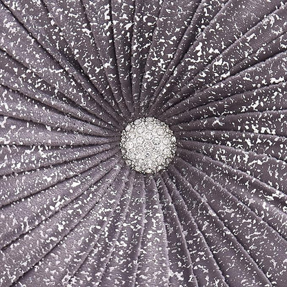 EUCIOR Round Throw Pillows,Grey Pillows,Gray and Silver Pillows,Grey Decorative Pillow,Pumpkin Pleated Handmade Gray Round Velvet Decorative Pillow for Sofa Bedroom Livingroom(Silver-Gray)