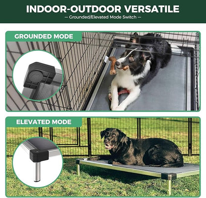 FXW TitanNest Chew-Proof Elevated Dog Bed, Raised Cot for Indoor/Outdoor/Camping Use, Durable & Washable Padded Pet Bed for Extra-Large Dogs, 56.0" L x 31.0" W x 7.3" H, Black