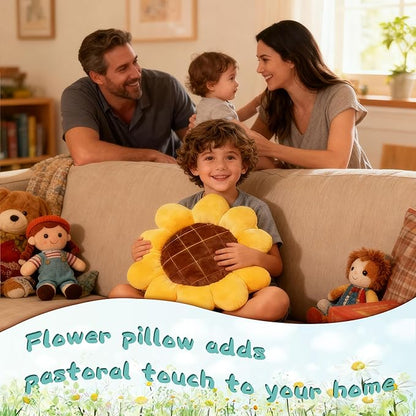 20 inch Sunflowers Shaped Pillow Flower Pillow Aesthetic Decor Soft Plush Pillows Floor Seat Cushion Pillows for Sofa Bed Chair Couch