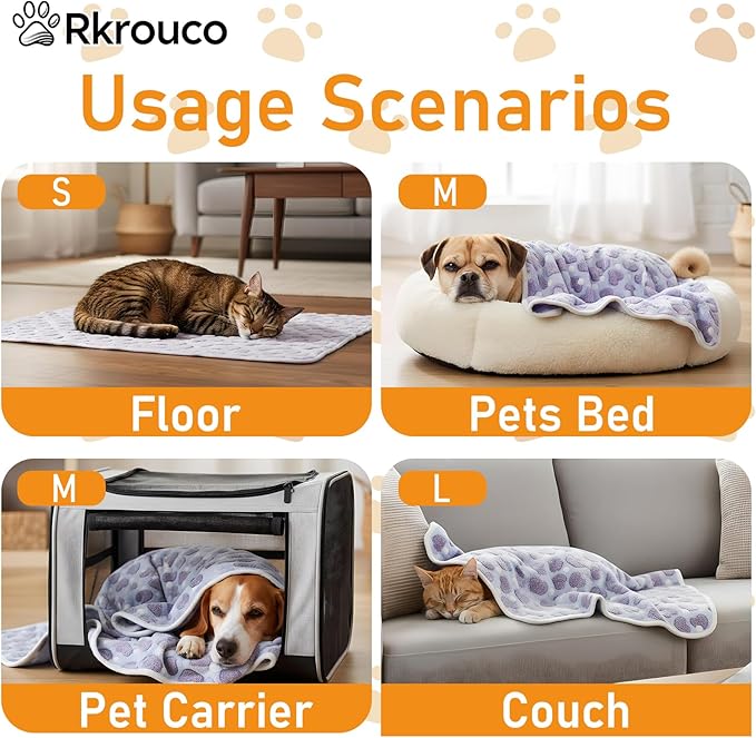 Three Piece Pet Blanket Set for Dogs Cats Soft Comfy Puppy and Kittens Bed Blanket Fluffy Fleece Pets Throw with Cute Patterns (Medium 30x20.5 inch, Colored Heart)