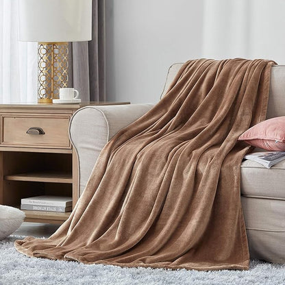 Hansleep Fleece Camel Full Blanket, Super Soft Flannel Fuzzy Plush Cozy Blanket for All Seasons, Camel, Full 84x90 Inches