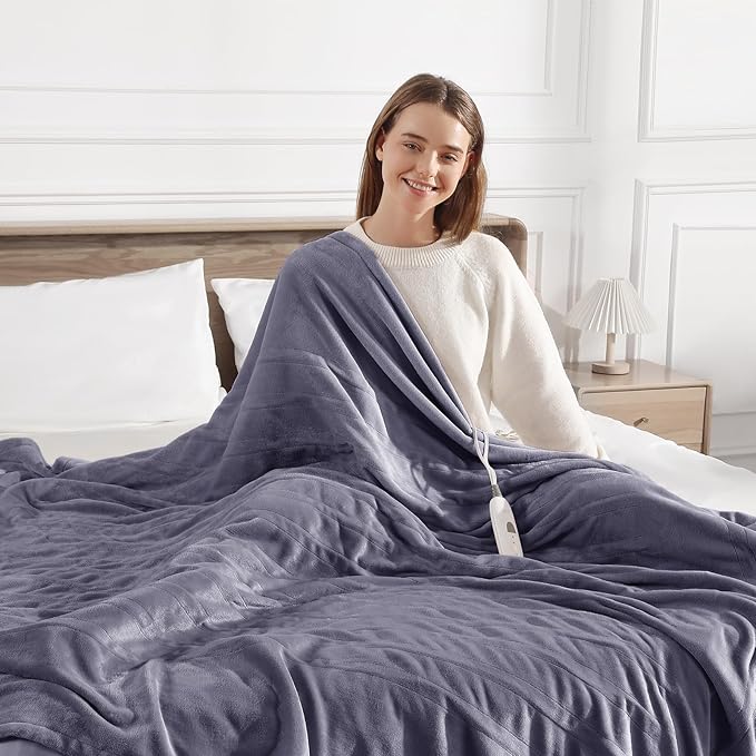 Heated Blanket Full Size Electric Blanket 72" X 84" with 5 Heating Levels & 10 Hours Auto Off, Double-Sided Premium Flannel Heating Blanket, ETL & FCC Certified, Machine Washable, Warm Gift