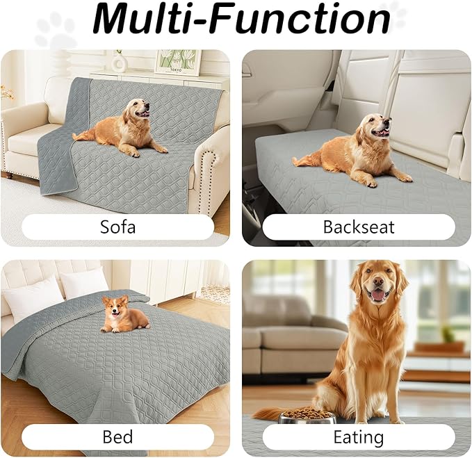 hyha Waterproof Dog Bed Blanket, Soft Pet Blankets, Waterproof Couch Cover for Dogs, Reversible Sofa Covers Washable for Furniture (30x70 Inch, Grey/Dark Grey)