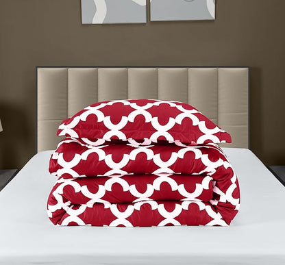 Twin Comforter Set 2 Piece Red by Utopia Bedding, Printed Comforters Twin Size, Bedding Comforters Sets, Down Alternative Soft Bed Set, 1 Comforter (64 x 88 inches) 1 Pillow Shams (20 x 26 inches)