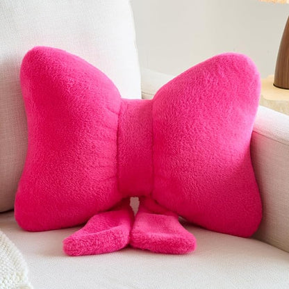 Xuyier Bow Pillows, Bow Shaped Decorative Throw Pillows for Couch Bed, Aesthetic Cute Home Decor Accent Pillows (Hot Pink, Large-16 Inches)