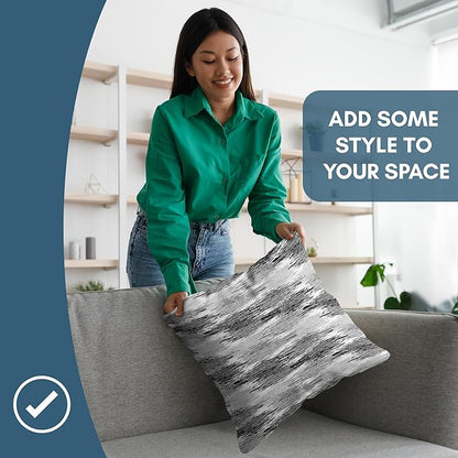 Americanflat 20x20 Throw Pillow with Sewn-in Insert - All-in-One Decorative Pillows - No Cover Needed - Soft and Durable Cushion for Bed or Sofa - Polyester - Black, Grey and White