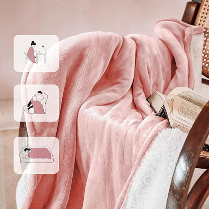 Heated Blanket 50''x60''-Soft and Comfortable Electric Throw,5 Heat Settings and 3H Auto Shut-Off Heating Blanket ETL&FCC Certification Machine Washable (Pink)