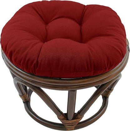 Blazing Needles Solid Twill Round Footstool Cushion, 18", Ruby Red