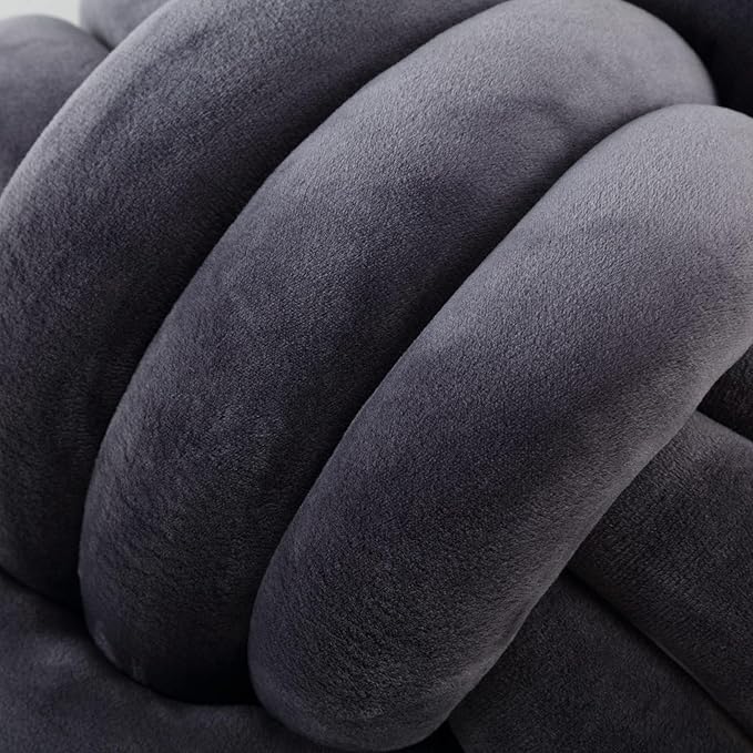 Petrella Knot Pillow Throw Pillows Ball Round Cute Throw Pillows Home Decor Cushion Decorative Aesthetic Spandex,Dark Gray 13inch