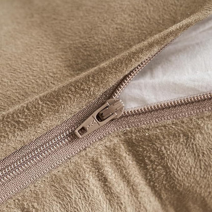 Genuine Mongolian Lamb Fur Pillow Cover – 12"x20" Rectangular Cushion Case – Soft Curly Wool Decorative Accent for Sofa, Bed, or Chair(Dark Beige)