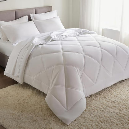 Joiedomi Twin Comforter Set with Sheets White, 5 Pieces Twin Bedding Sets with 1 Down Alternative Comforter, 1 Flat Sheet, 1 Fitted Sheet, 1 Pillowcase and 1 Pillow Sham, Bed in a Bag for All Seasons