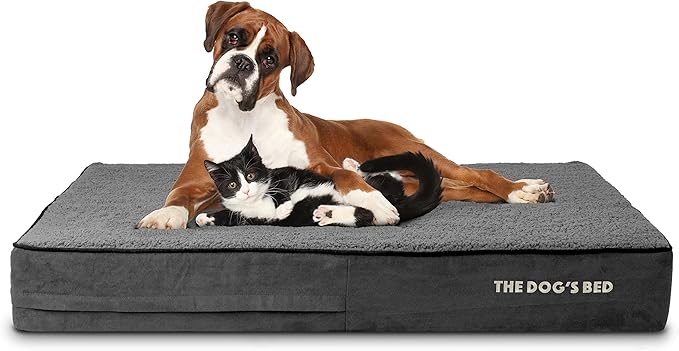 The Dog’s Bed Orthopedic Memory Foam Dog Bed Mattress, Plush Fabric, Grey Plush, XL, 6-Inch