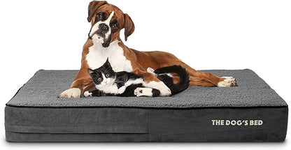 The Dog’s Bed Orthopedic Memory Foam Dog Bed Mattress, Plush Fabric, Grey Plush, XL, 6-Inch