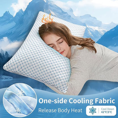 Cooling Shredded Memory Foam Pillow King Size - Adjustable Loft for Back & Side Sleepers, Breathable & Supportive Bed Pillow with Removable Washable Cover King(Pack of 1)