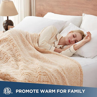 Westinghouse Electric Blanket Full Size, Soft Plush Sherpa Heated Blanket with 10 Heating Levels & 1-12 Hours Auto-Off, Machine Washable, 80x84 inches, Yellow