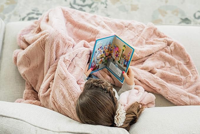 Minky Couture Sorbet Blanket - Ultra-Soft Throw for Silky Smooth Comfort - Premium Decorative Throw Blanket - Midweight, Breathable Fabric - Machine Washable Adult, Blush