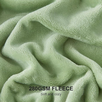 Hansleep Fleece Sage Green Queen Blanket, Super Soft Flannel Fuzzy Plush Cozy Blanket for All Seasons, Sage Green, Queen 90x90 Inches