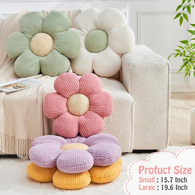 Flower Throw Pillow,Pink Flower Shaped Pillow Decorative Throw Pillows for Sofa, Couch,Bed,15.7'' Soft Daisy Pillow Floor Seating Cushion for Home Decor