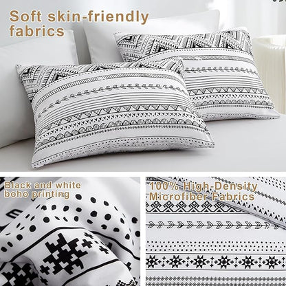 BOLINLIVING Comforter Set Queen Size, Boho Bed in a Bag 3 Pieces, Queen Soft Bohomian Comforter Set, Lightweight Breathable for All Seasons,1 Comforter & 2 Pillowcases (Grey 90×90 inch)