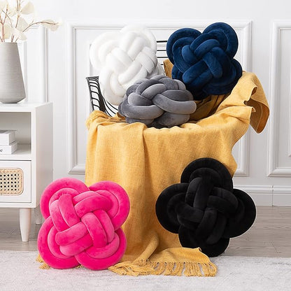 Xiashrk Knot Pillow, Decorative Throw Pillows with Soft Plush for Couch, 12" Knotted Pillows Navy Blue Dorm Room Decor Knot Pillow Ball Decorative Cushion for Bed Living Room