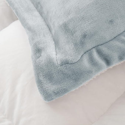 Seward Park Light Grey Sherpa Comforter Set Twin XL Size, All Season Soft Warm Fleece Fall Blanket, Winter College Dorm Bedding Sets with 1 Pillow Sham