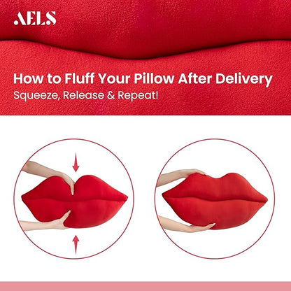 AELS 3D Large Lips Throw Pillows, Set of 2, Soft Decorative Love Pillows, Velvet Cute Pillow for Couch, Sofa, Bed, Living Room, Bedroom, Red