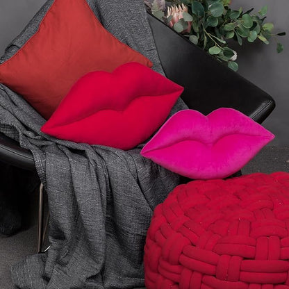 KINGROSE 3D Lip Throw Pillow Cute Decorative Pillow Soft Cushion for Sofa Couch Bed Home Decor Girls 12 x 24 Inches Red