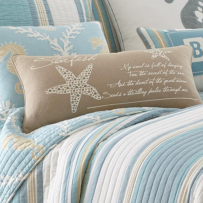 Levtex Home - Kailua - Decorative Pillow (12x24n.) - Starfish - Taupe and Cream - Feather Filled