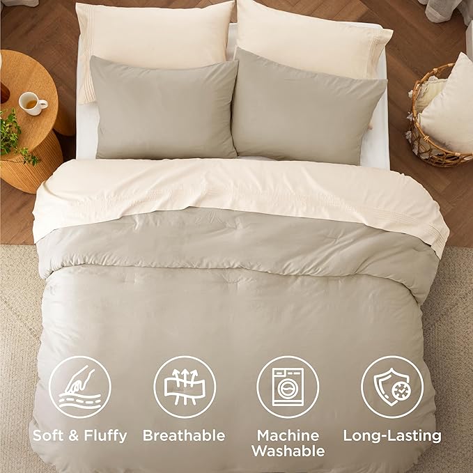 Bedsure California King Comforter Set, Sand Soft Prewashed Bedding for All Seasons, 3 Pieces GentleSoft™ Bed Set, 1 Lightweight Comforter (104"x96") and 2 Pillowcases (20"x36")