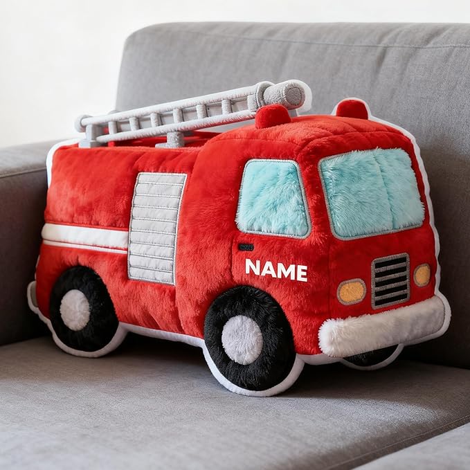 Custom Fire Truck Shaped Pillow Personalized Double-Sided Printed Cute Pillow Customized Christmas Party Commemorative Gift Sofa Decorative for Boys and Girls 8-32in