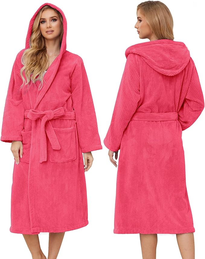 Hooded Bathrobes for Women, Soft Long Towel Robes for Women - Quick Dry yet Warm