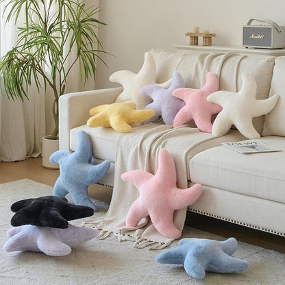 Starfish Pillow, Cute Decorative Pillows for Couch Bed, Aesthetic Room Decor Accent Pillow Plush with Soft Faux Rabbit Fur for Bedroom Living Room (Pink, 14.9 Inches)