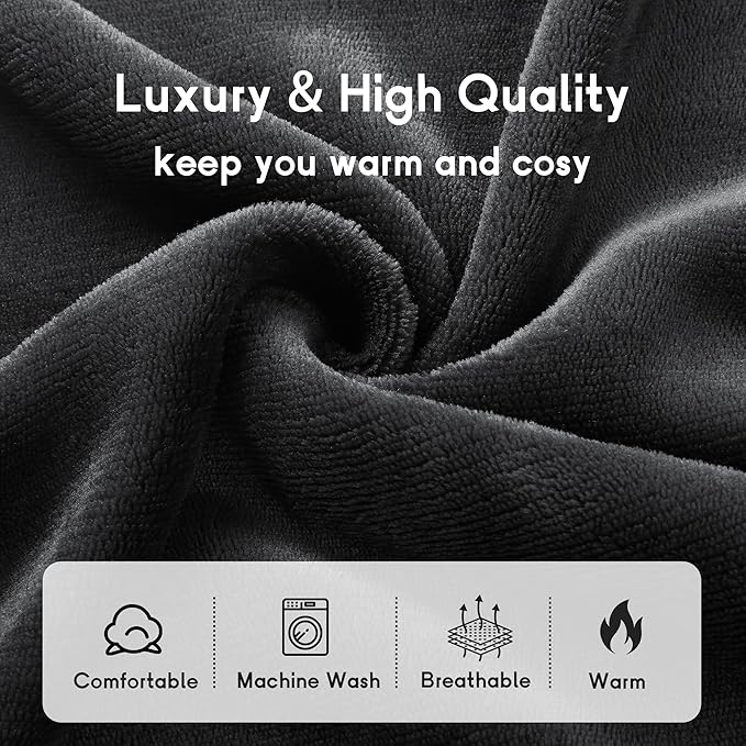 Heated Blanket Electric Blanket King Size 90''x100'' with 10 Heating Levels, 1-12 Hour Auto Shut Off, Machine Washable, Dual Controller Soft Warming Blanket for Couch, Bed, Office - Dark Gray