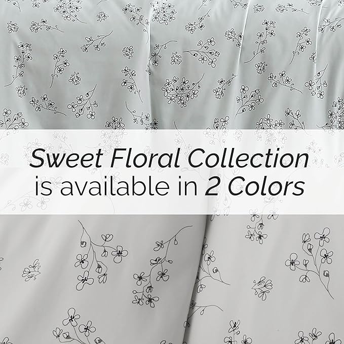 Southshore Fine Living, Inc. 3-Piece Oversized Comforter King Size, Down Alternative Floral Comforter with Matching Shams, Soft Flowered Bedspread for California/King Mattress, Sweet Florals Grey