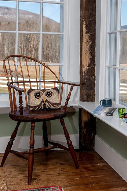 Chandler 4 Corners Artist-Designed Wise Owl Hand-Hooked Wool Decorative Throw Pillow - Wildlife Pillow for Couches & Beds - Easy Care & Low Maintenance - Nature & Wilderness Pillow