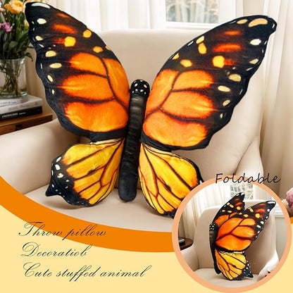 Butterfly Decorations Pillow Decorative Throw-Pillow Stuffed Animal Plush Gifts for Women Decor for Room Home Garden 24.4" x 16.5"