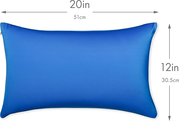 PILLOWY 12"x20" Throw Pillowcases (Cover Only) - 85/15 Nylon, Spandex - Luxurious, Silky, Stretchy & Soft - 1Pcs Solid Color - A Perfect Choice for Couch Chairs Sofa Bed Adult/Kids Bedroom, Yeal Blue