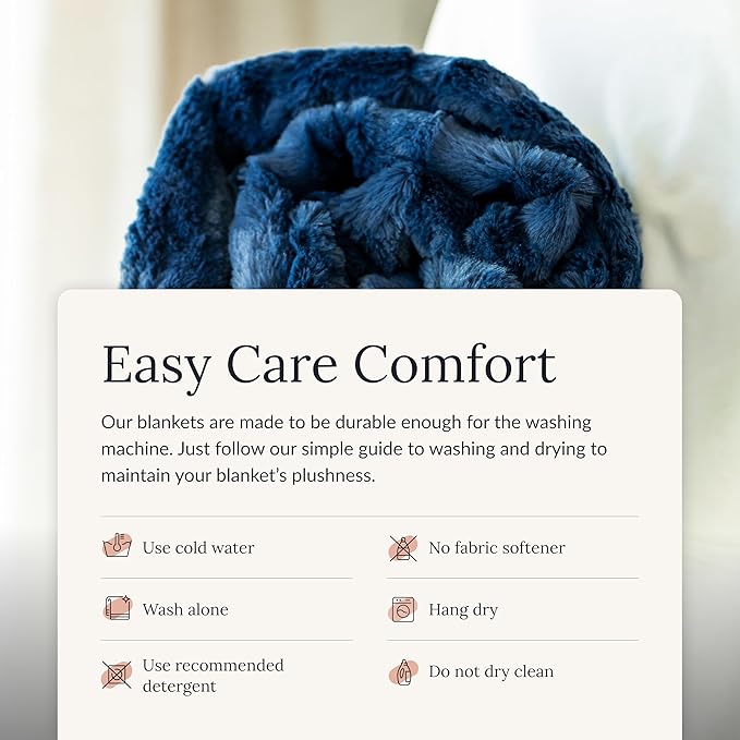 Minky Couture Sorbet Blanket - Ultra-Soft Throw for Silky Smooth Comfort - Premium Decorative Throw Blanket - Midweight, Breathable Fabric - Machine Washable Adult, Navy