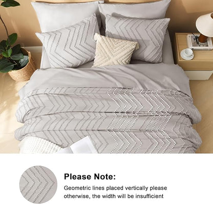 Litanika Linen California King Size Comforter Set with Sheets - 7 Pieces Bed in a Bag California King Boho Tufted Complete Bedding Sets with Comforter, Sheets, Pillowcases & Shams
