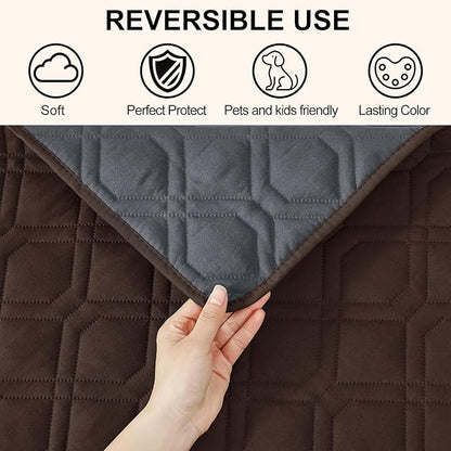 Smiry Reversible Waterproof Couch Covers for Sofa, Washable Dogs Couch Covers for 3 Cushion Sofa Pet Friendly, Water Resistant Furniture Protector Slipcover, Geometric (82"x102", Chocolate/Dark Grey)