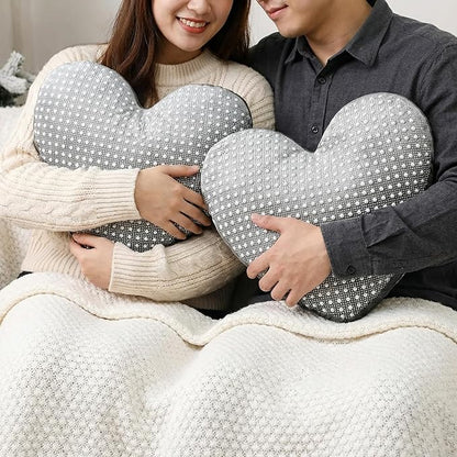 2 Pcs Rhinestones Heart Pillows with Sparkles Faux Crystal Pearls on Velvet Throw Pillow Silver Glitter Heart Cushion for Wedding Decoration Bed Sofa Mom Birthday Gifts, 13.8 x 11.8 Inch