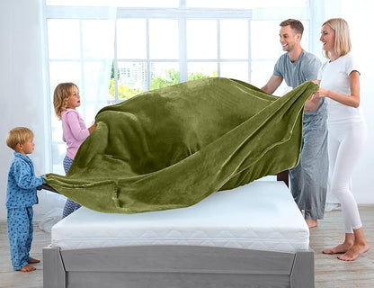 Utopia Bedding Fleece Blanket Queen Size Olive 300GSM Luxury Fuzzy Soft Anti-Static Microfiber Bed Blanket (90x90 Inch)
