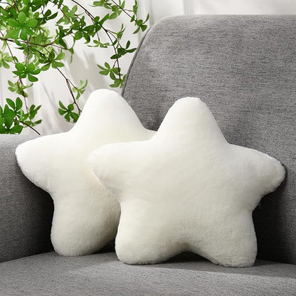 2 Pcs 11 Inch Star Pillow Decorative Star Shaped Throw Pillow Gift Cute Aesthetic Soft Plush Floor Cushions Room Decor for Bedroom Living Room Sofa Bed(Beige)