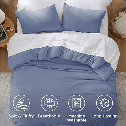 Bedsure King Comforter Set, Blue Soft Prewashed Bedding for All Seasons, 3 Pieces GentleSoft™ Bed Set, 1 Lightweight Comforter (104"x90") and 2 Pillowcases (20"x36")