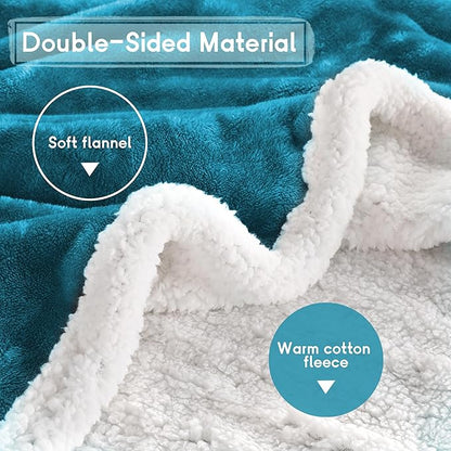 Heated Blanket Electric Blanket Full Size 72''x84'' with 9 Heating Levels, 1-10 Hour Auto Shut Off, Machine Washable, Flannel & Sherpa Soft Warming Blanket for Couch, Bed, Office - Dark Green