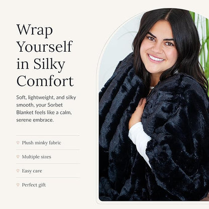 Minky Couture Sorbet Blanket - Ultra-Soft Throw for Silky Smooth Comfort - Premium Decorative Throw Blanket - Midweight, Breathable Fabric - Machine Washable Monster, Black