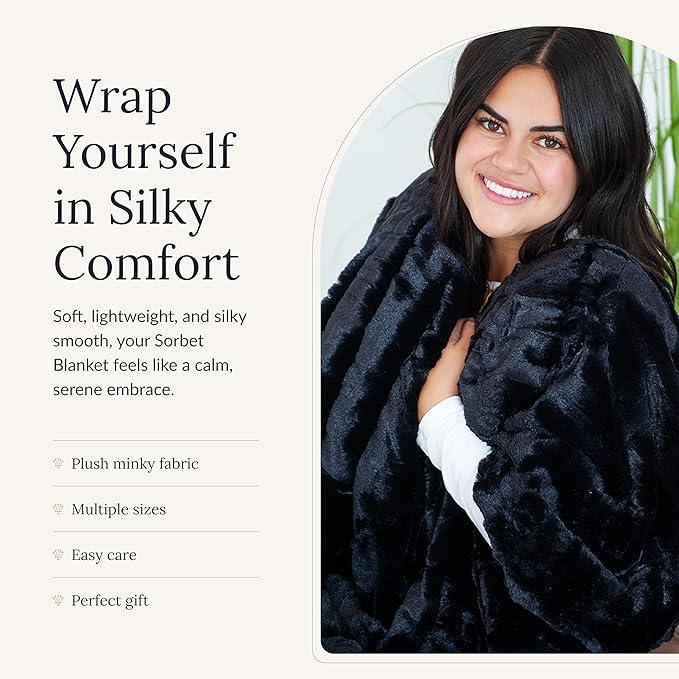 Minky Couture Sorbet Blanket - Ultra-Soft Throw for Silky Smooth Comfort - Premium Decorative Throw Blanket - Midweight, Breathable Fabric - Machine Washable Adult, Black